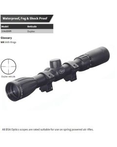 BSA S3-9x32WR .22 Special & Air Rifle Matte Rifle Scope With Mounting Kit