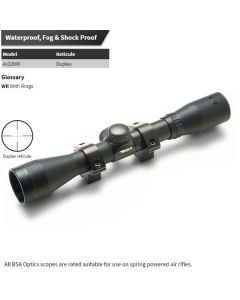 BSA S4x32WR .22 Special & Air Rifle Matte Rifle Scope With Mounting Kit