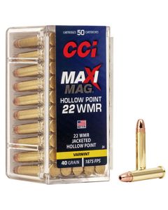 CCI 22WMR 40GR Maxi-Mag High Velocity Jacketed Hollow Point 1875FPS - 50 Pack