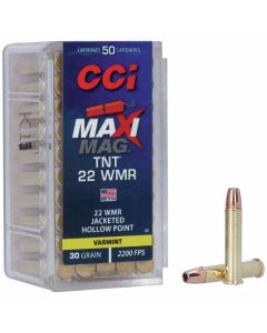 CCI 22WMR 30GR Maxi-Mag TNT High Velocity Jacketed Hollow Point 2200FPS - 50 Pack