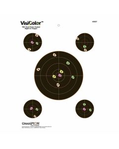 Champion VisiColor 5x Bullseye High-Visibility 100 Yard Sight-In Paper Target - 10 Pack