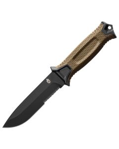 Gerber STRONGARM Partially Serrated Fixed Blade Knife - Coyote Brown