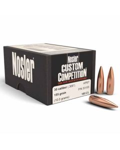 Nosler 30 Caliber 308 155GR HPBT Custom Comp Projectiles - 100 Pack
