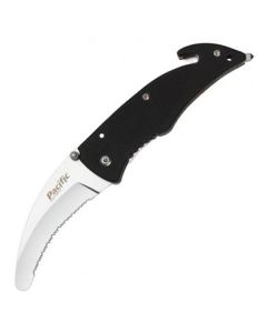 Pacific Cutlery Rescue Folding Knife With Seatbelt Cutter & Glass Breaker - Black