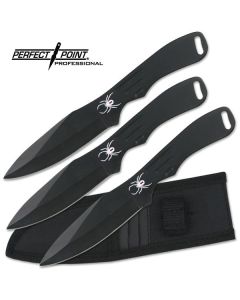 Perfect Point White Spider Triple Knife Throwing Set