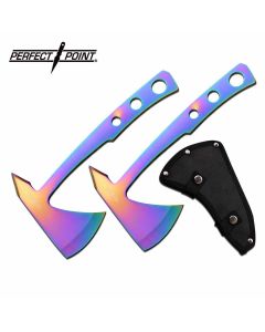 Perfect Point Rainbow Twin Throwing Axe Set