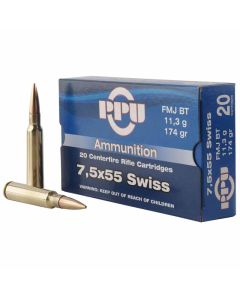 PPU 7.5x55 Swiss 174gr FMJ Ammunition - 20 Pack