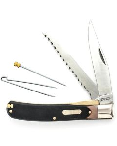 Schrade 97OT Old Timer Buzzsaw Trapper 1 Blade Folding Pocket Knife With Saw, Pick, Tweezers & Leather Belt Sheath