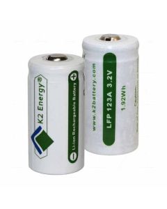 K2 Energy 3.2V 600mAh LiFePO4 CR123A Battery